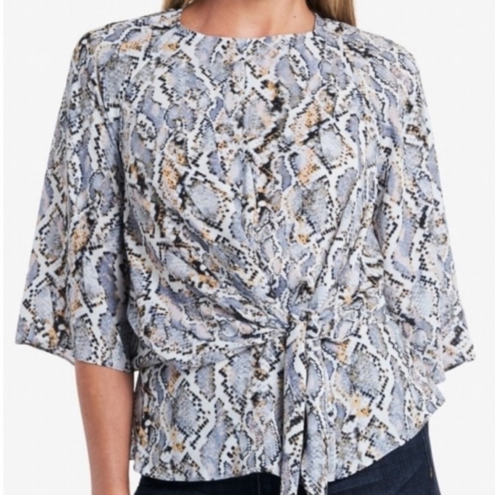 Vince Camuto Snake Python Print Tie Knot Top - image 1